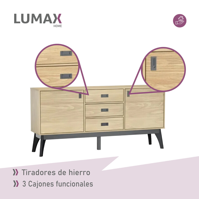 Aparador Living Lumax 2 Puertas 3 Cajones Madera Maciza Aparador Living Lumax 2 Puertas 3 Cajones Madera Maciza
