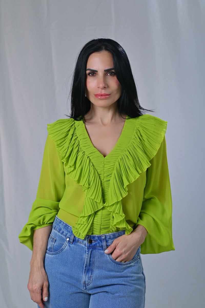 Camisa plisada Chenoa - Verde Lima 