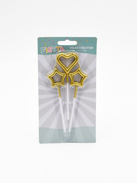 VELAS CON GLITTER DORADO