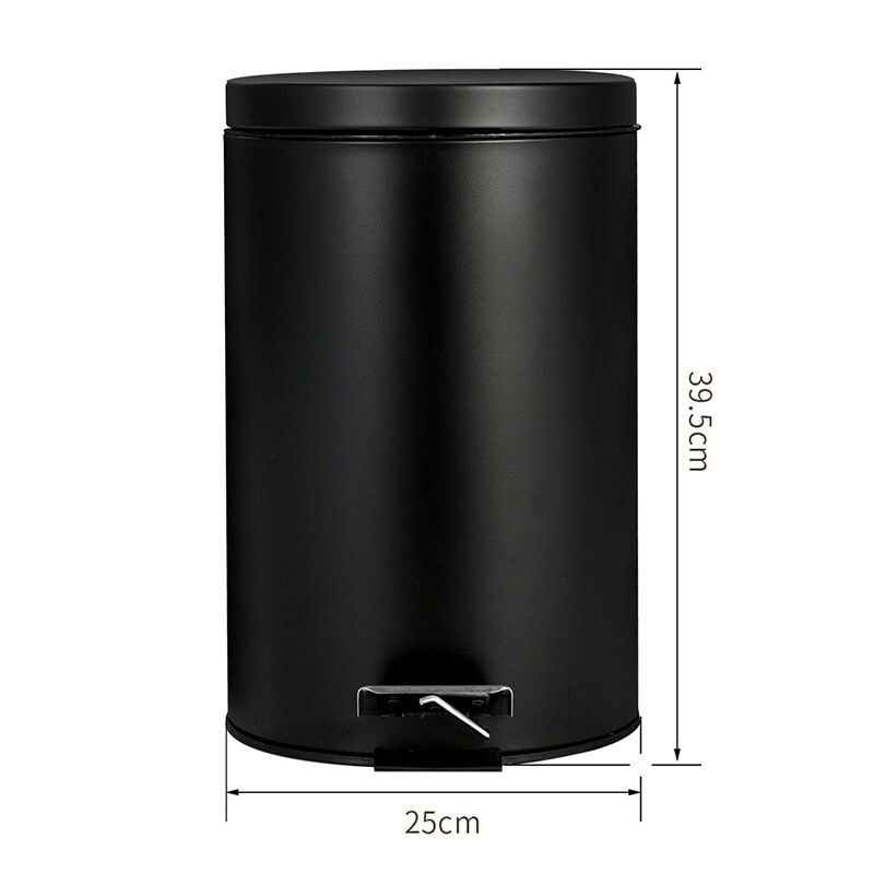 Tacho cesto de basura acero inoxidable 12L con tapa negro