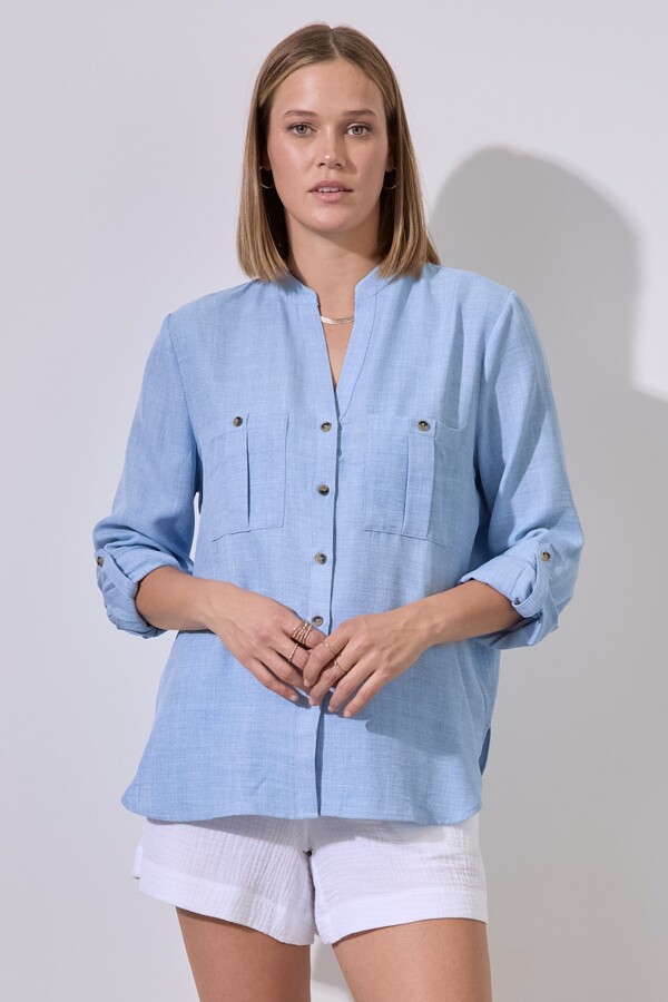 Blusa Bolsillos CELESTE