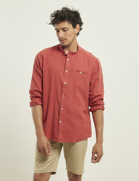 011954 CAMISA HARRINGTON LABEL LINO Rojo