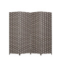 Biombo Boho Nhome 4 Paneles Madera Ratán Clásico Marrón con blanco