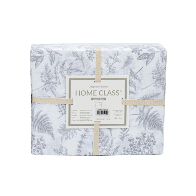 Juego de Sábanas King Home Class 180 hilos - Hojas Grises Juego de Sábanas King Home Class 180 hilos - Hojas Grises