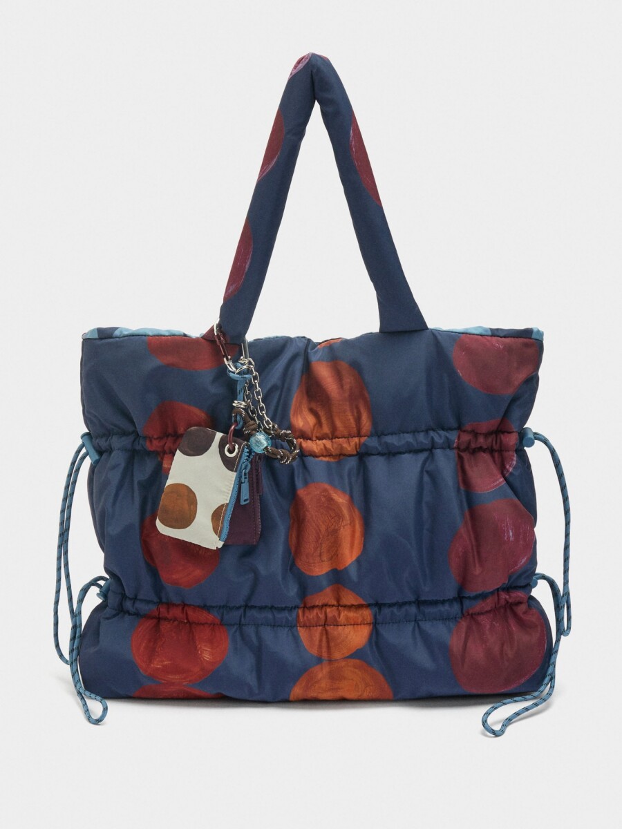Bolso Shopper Estampado De Nylon azul-marino