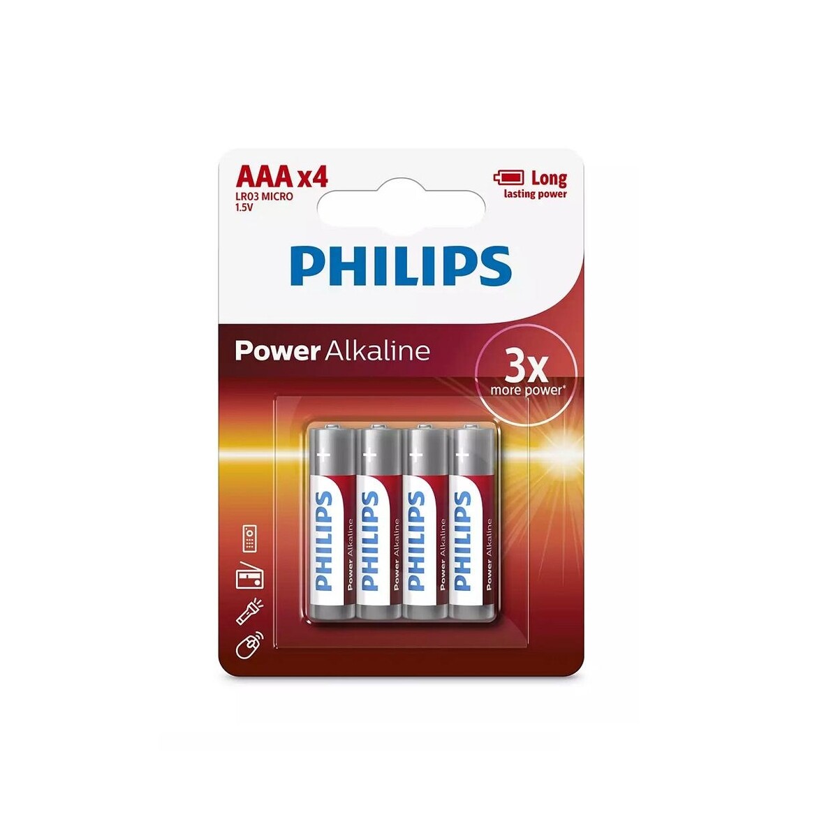 Pilas alcalinas AAA Philips (4 unidades) 