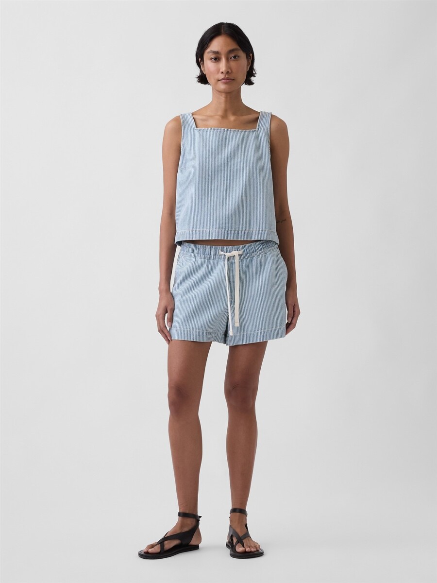 Short Jogger Rayado Mujer - Blue Railroad Stripe 