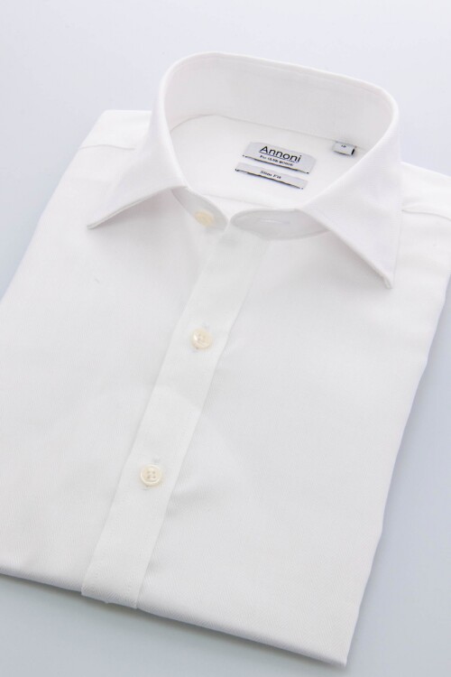 Camisa Annoni Short Collar Espigada Blanco