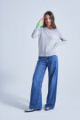 PULL COL ROND CONTRASTE Gris