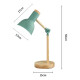 Pack X2 Lampara Escritorio Portatil Nordica Madera Y Metal Verde