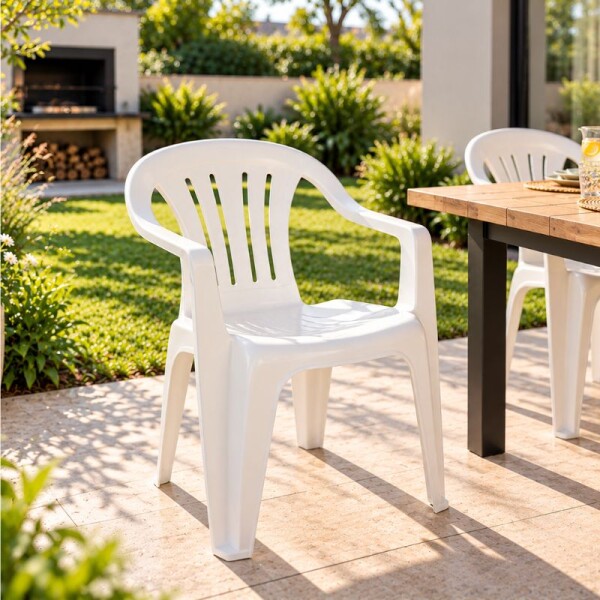 SILLA DE PVC BELLA VISTA MOR CON POSA BRAZOS - BLANCA SILLA DE PVC BELLA VISTA MOR CON POSA BRAZOS - BLANCA