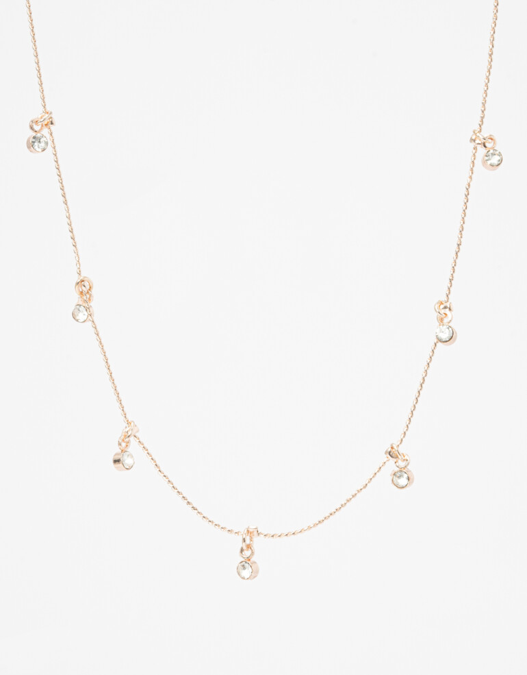 Collares Cortos Strass Collar Corto Con Strass - Dorado Oro Rosa