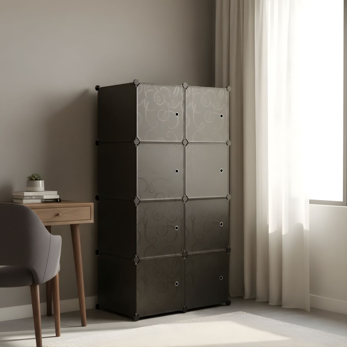 Armario Plastico Lumax 8 Compartimentos Desmontable - Negro 