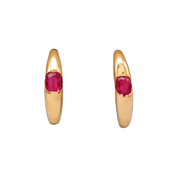Caravanas Rubí Aro Oval de oro- Oro bajo -Rubí- CA8053 conpiedra