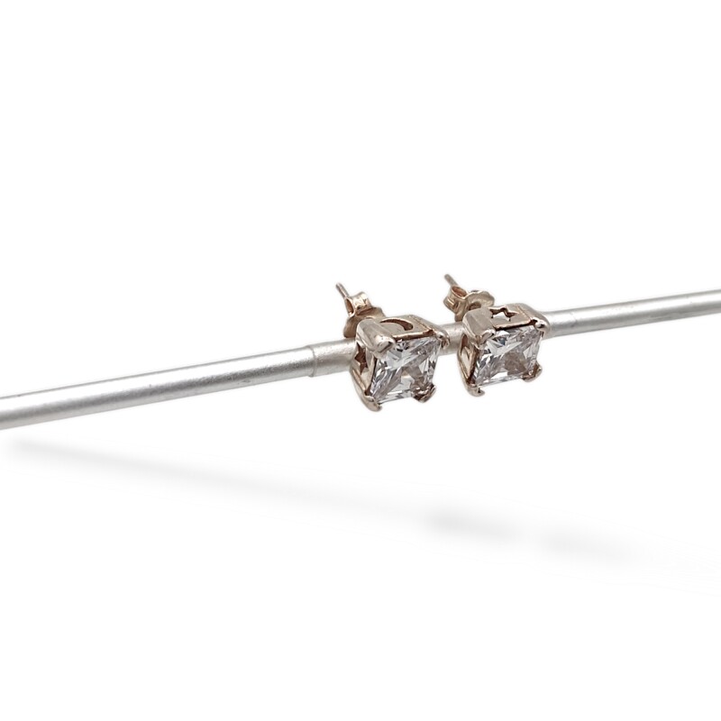 Caravanas Cuadrado-Plata 925-Piedra Zirconia-CA3132 conpiedra