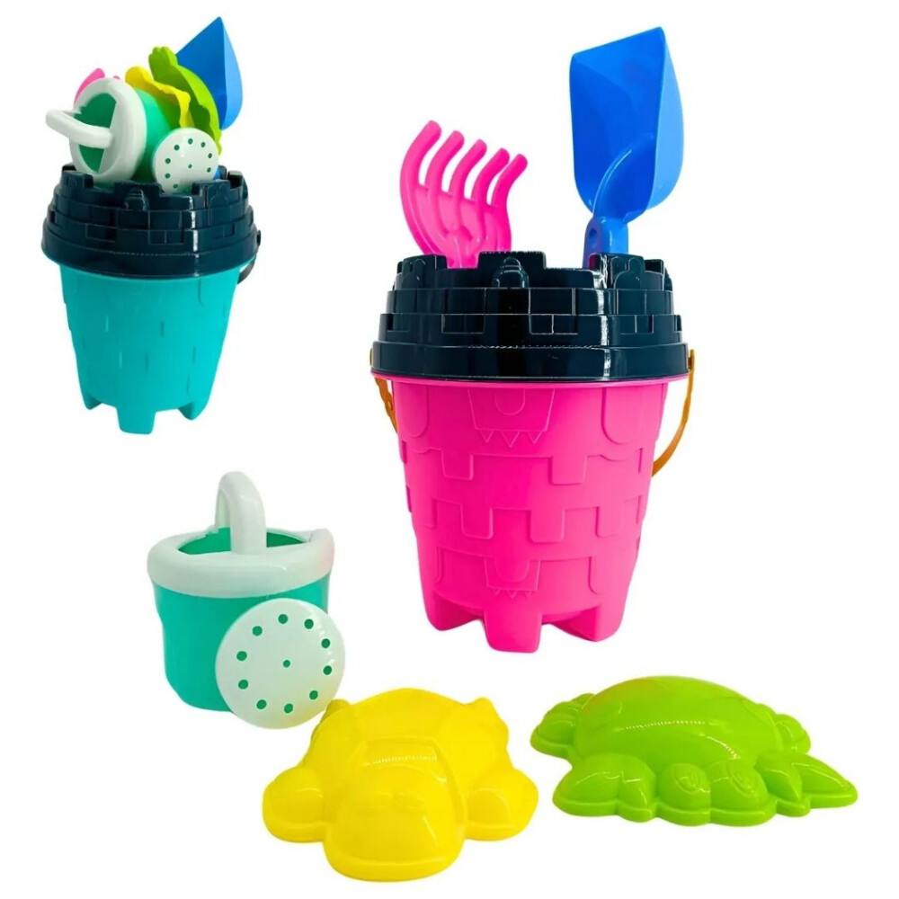 Balde Con Multiples Accesorios Para Playa FUCSIA