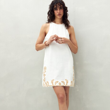 VESTIDO KUTA BORDADO Crudo