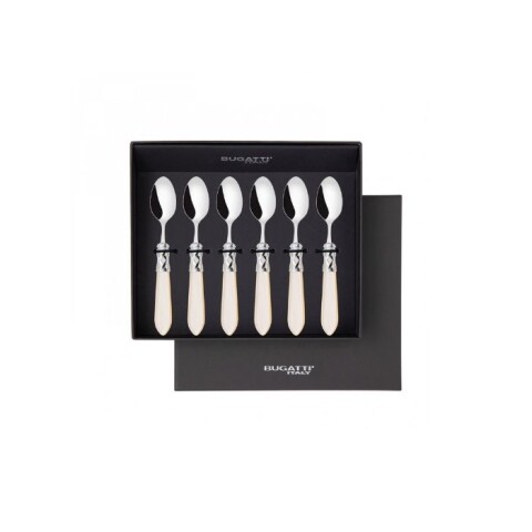 Juego de 6 cucharas Moka en caja de regalo color Marfil - acabado Nácar Juego de 6 cucharas Moka en caja de regalo color Marfil - acabado Nácar