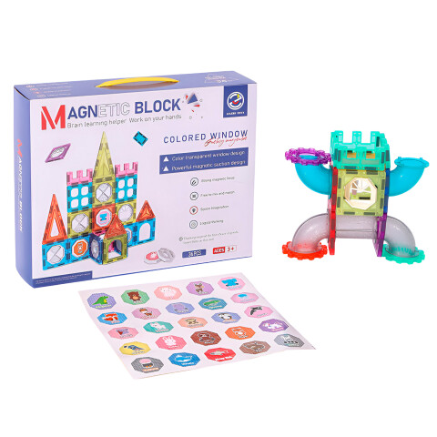 Juego De Construcción Con Imanes Para Niño 36 Pzs Magnéticas Diseño De Colores