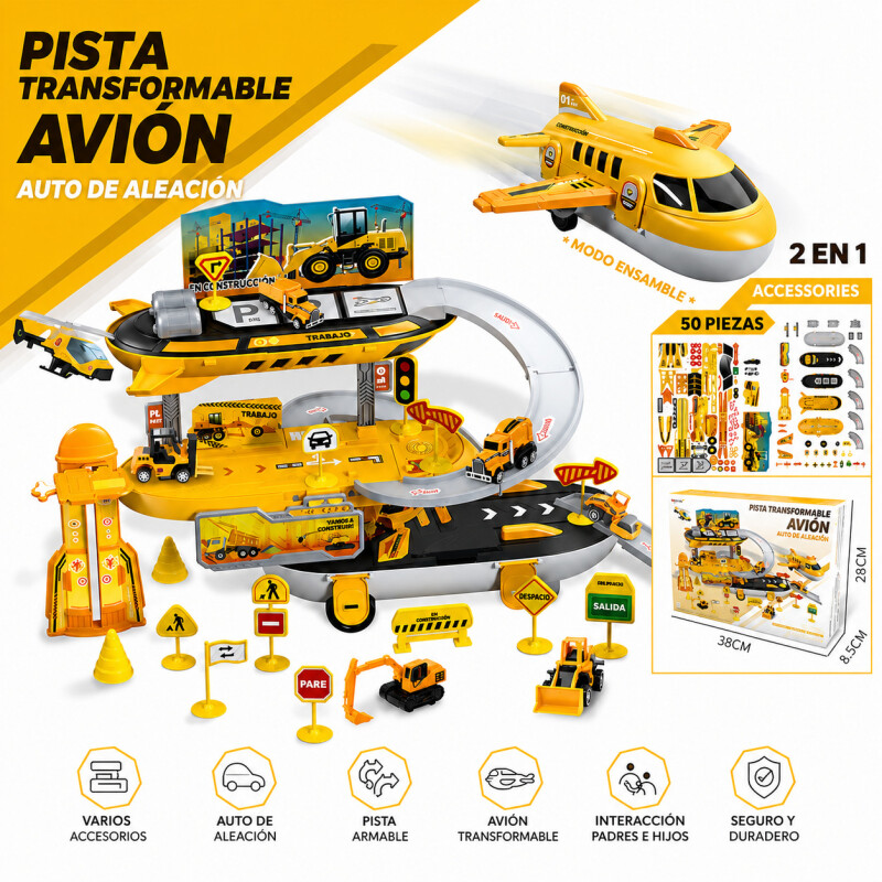 Avión Transformable Pista Construcción Vehículos Juguete Avión Transformable Pista Construcción Vehículos Juguete