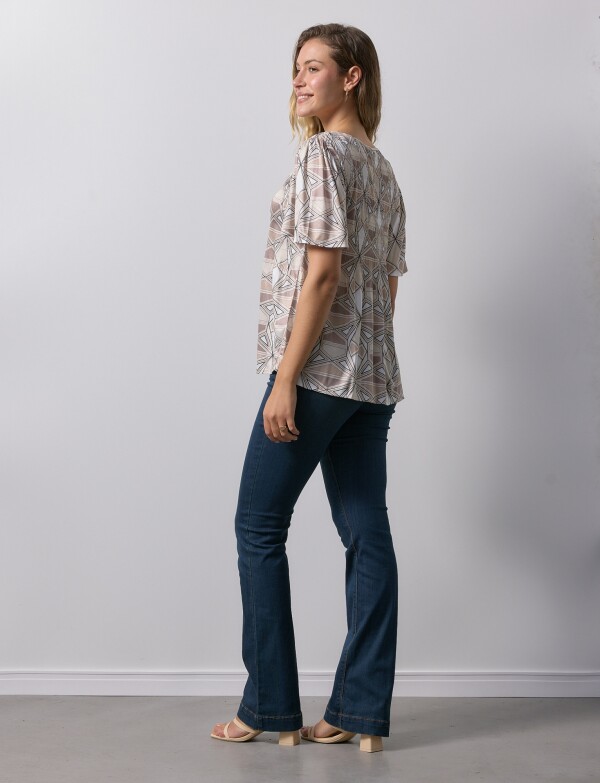 Blusa Plisada BEIGE/MULTI