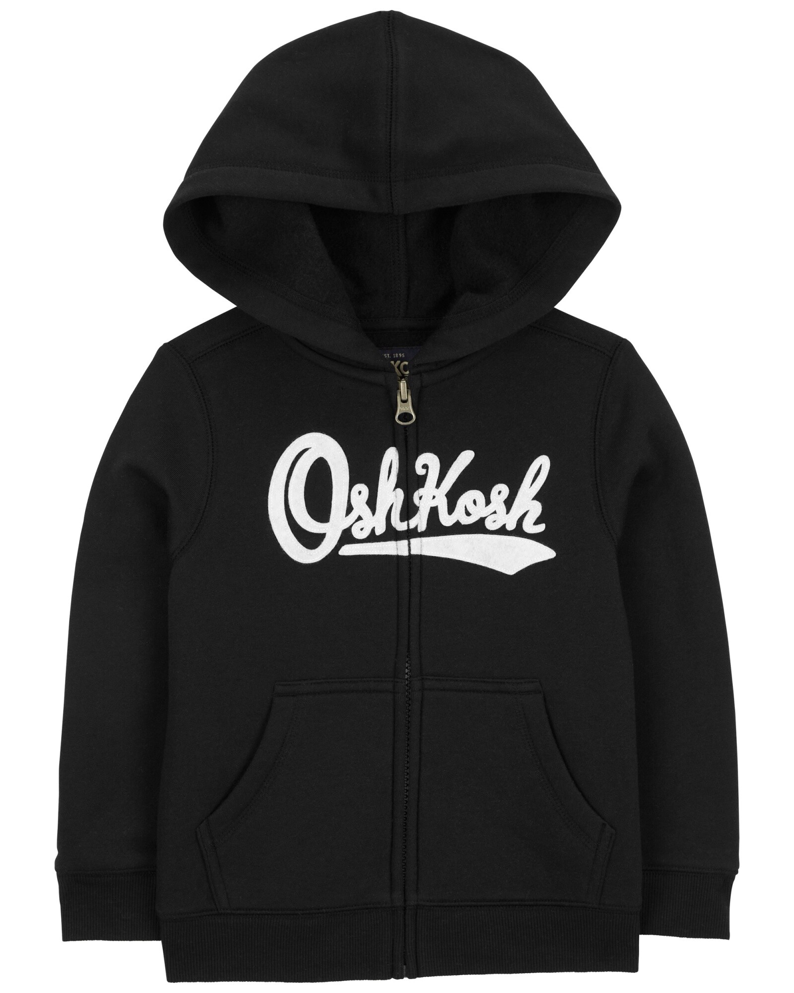 Campera de algodón, con capucha y logo, negra Sin color