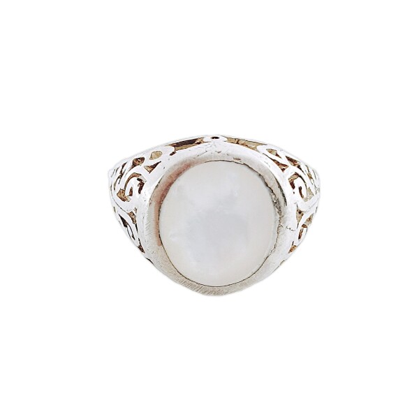 Anillo Mesa Circular-Plata 925-Piedra Nacar-AN3376 conpiedra