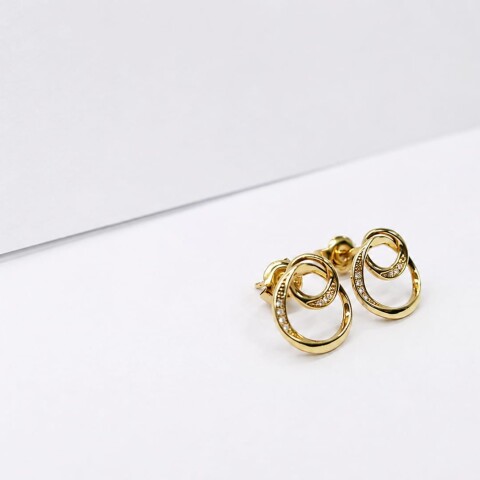 Caravanas doble aro con zirconias Oro 9 kt Caravanas doble aro con zirconias Oro 9 kt