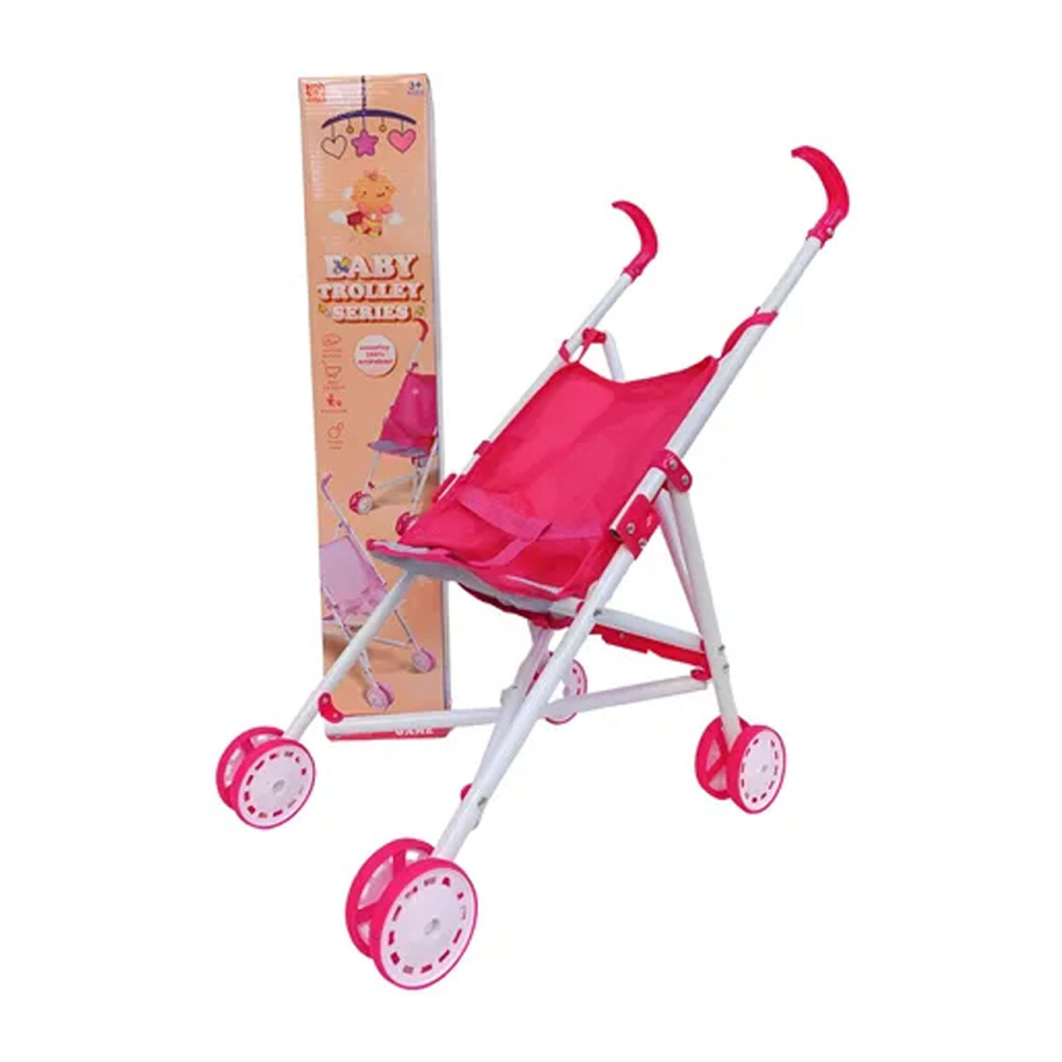 Cochecito Pleg Muñecas Estructura Metálica Tela Resistente - Fucsia 