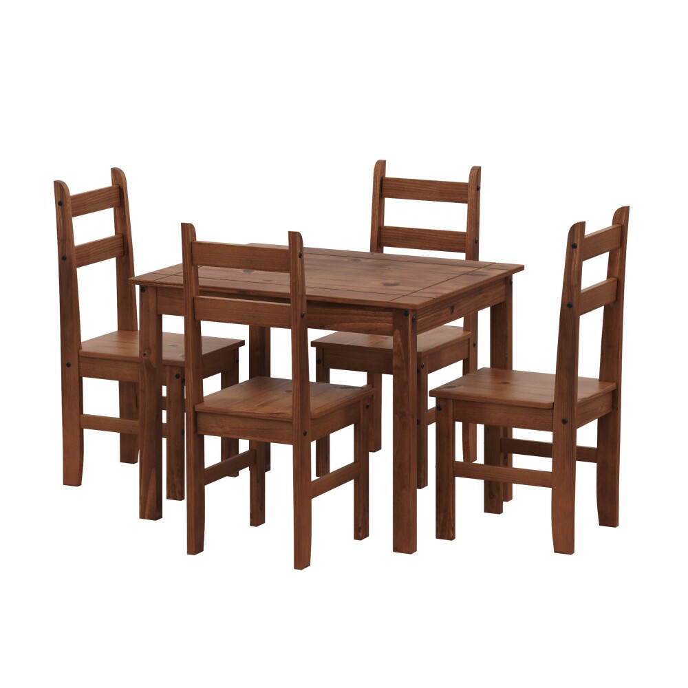 Juego de Comedor Lucia Plus 4 Sillas Madera Oscuro