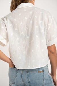 Blusa Broderie Manga Corta Crudo