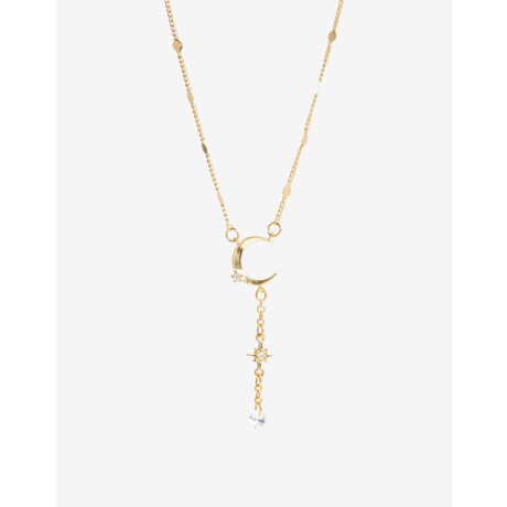 Collar Luna Con Cubic Zirconia Dorado