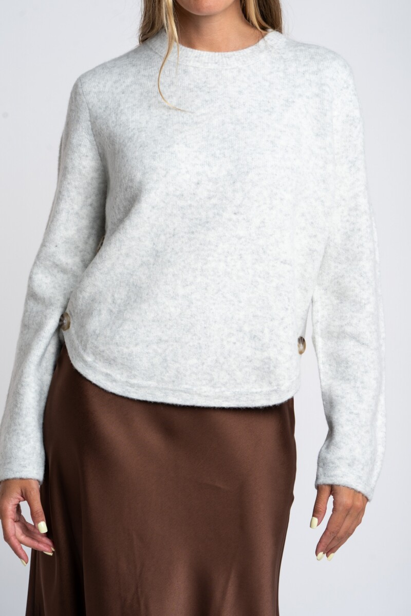 Sweater Botones Gris Melange