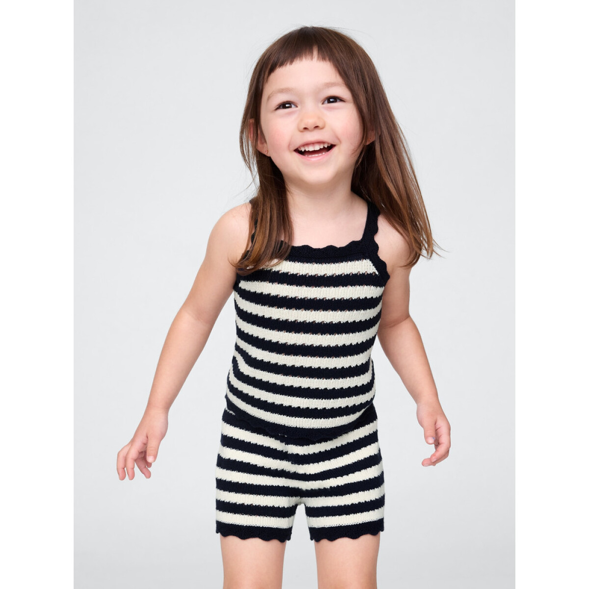 SL CROCHET STRIPE TANK - NAVY UNIFORM 