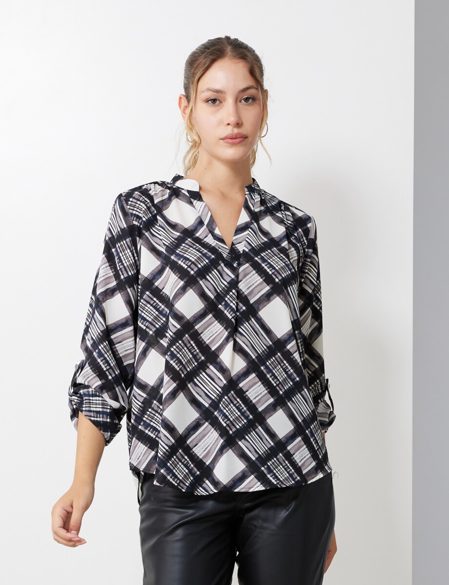 Blusa Printed - Negro/crudo 