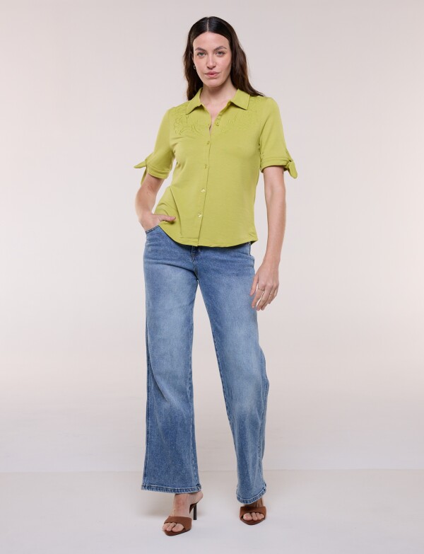 Camisa Tejida Bordado VERDE