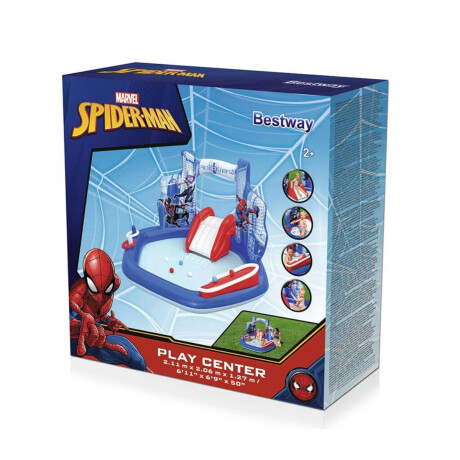 Piscina interactiva inflable con tobogan Spiderman Piscina interactiva inflable con tobogan Spiderman