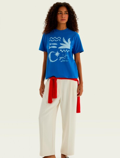 CAMISETA MANGA CORTA CON ESTAMPA - BLANCO BLUSA FEM