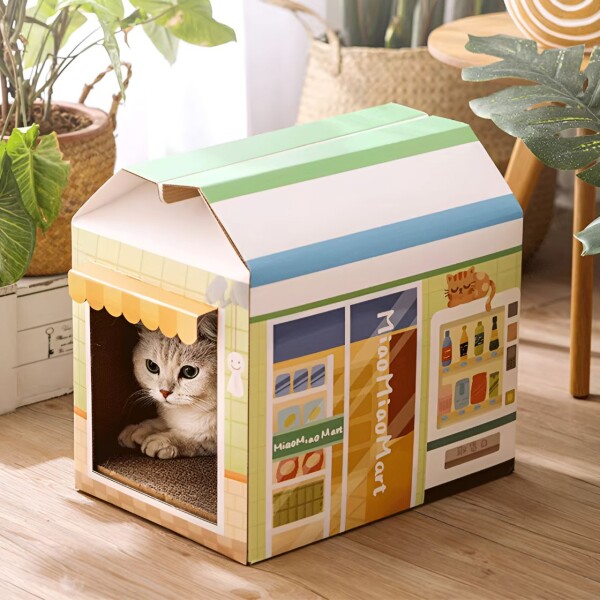 Casa Para Gato x2 Rascador Interno Carton Caja Mascota Cucha Casa Para Gato x2 Rascador Interno Carton Caja Mascota Cucha