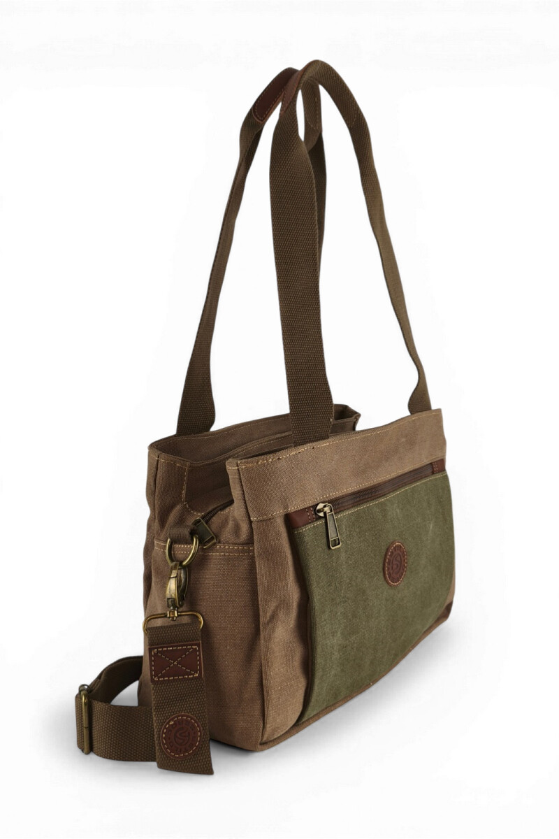 Bolso cartera en lona Marrón