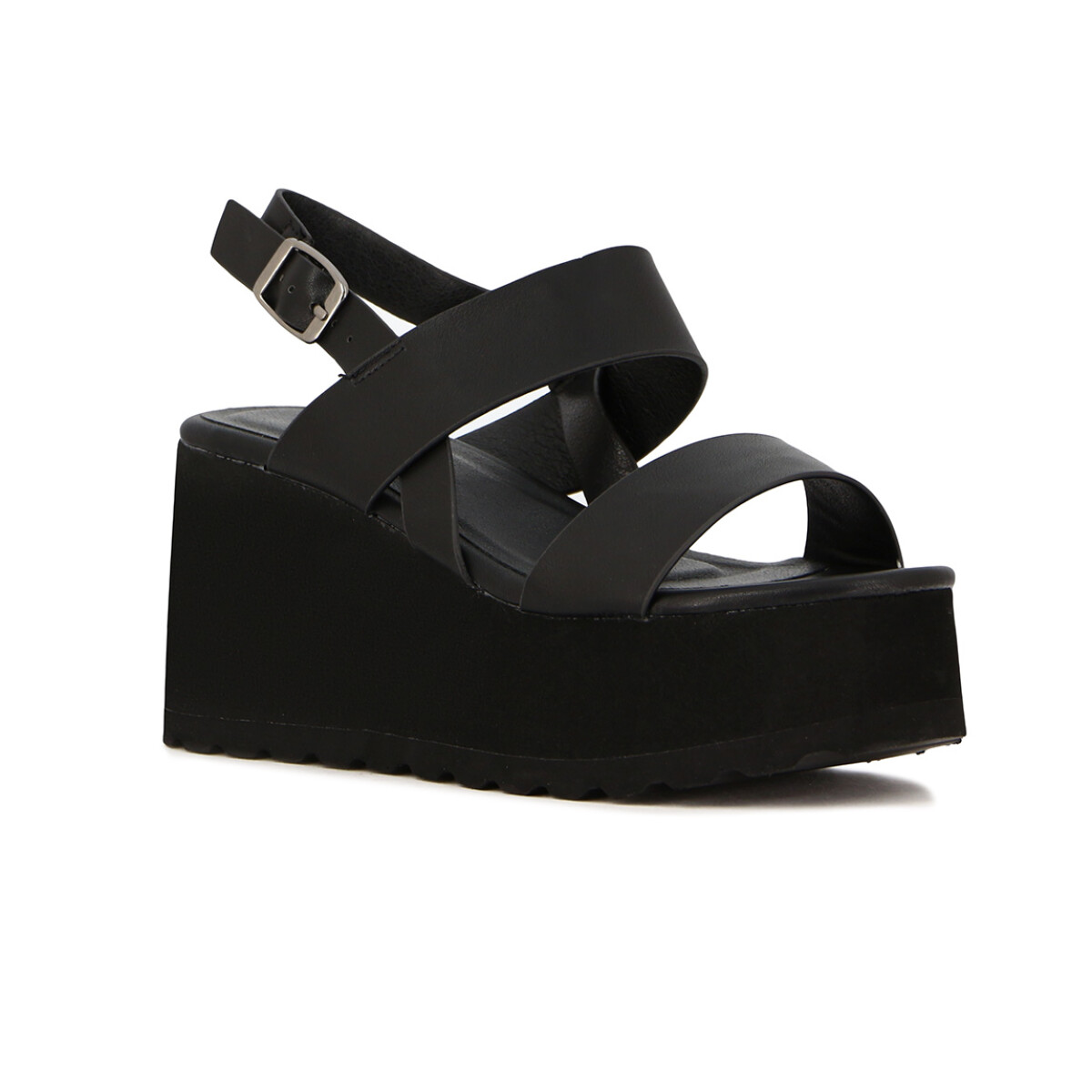 Sandalias Mujer Darkness Plataforma Con Dos Tiras - Negro 