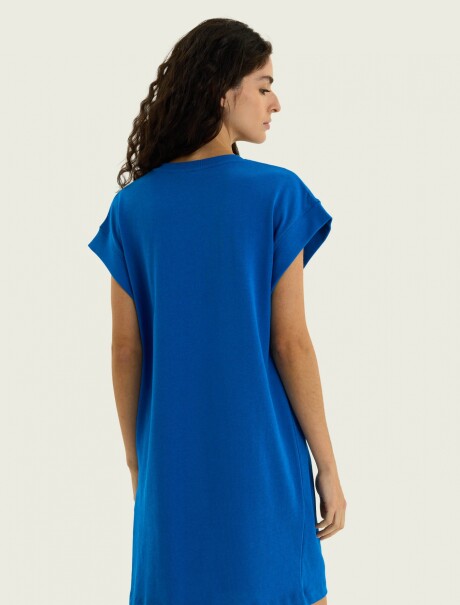 VESTIDO CORTO DE MANGA CORTA AZUL