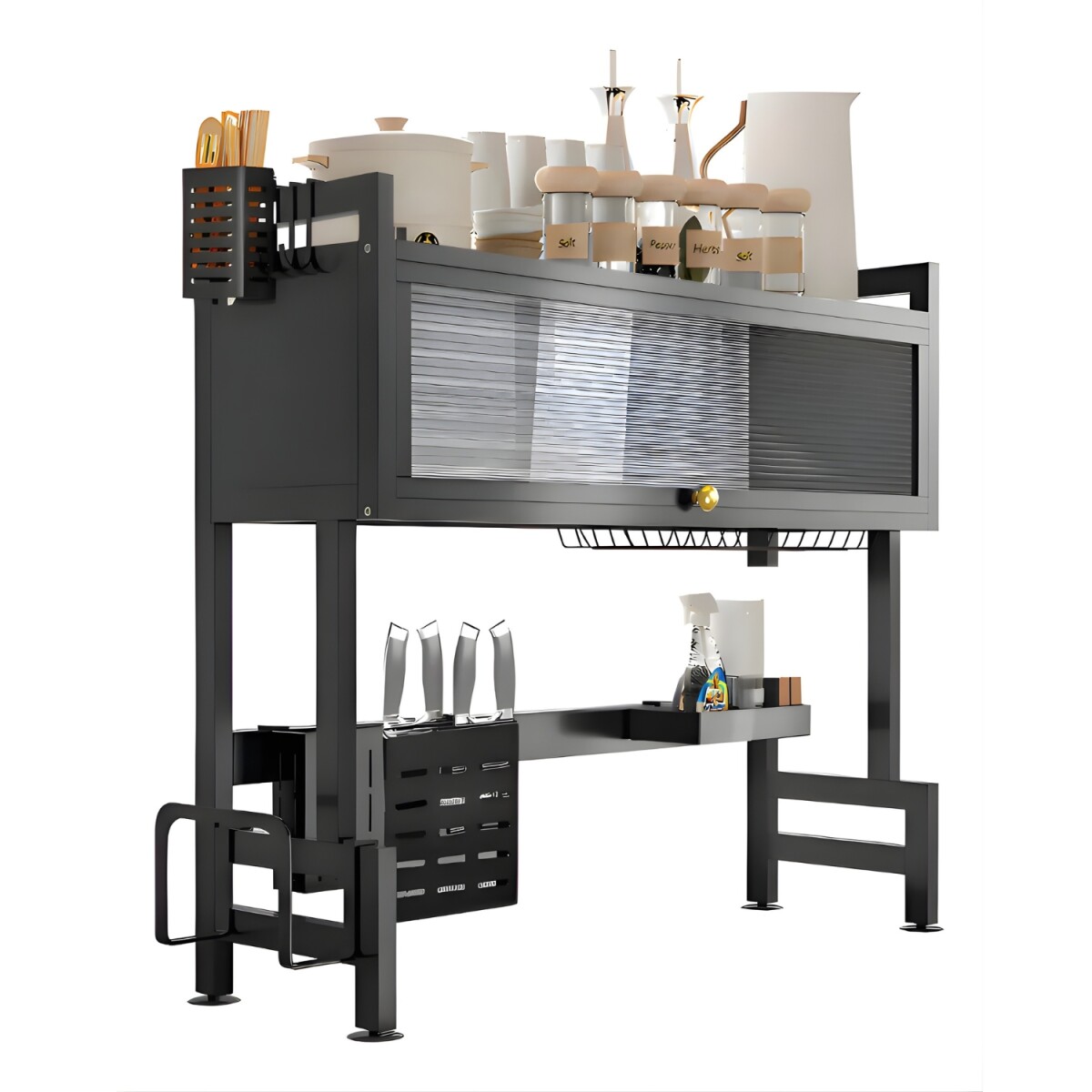 Escurridor de Vajilla Rack Lumax con Puerta 65x30x78cm - Negro 