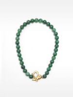 Collar Corto Con Cuentas Efecto Piedra verde