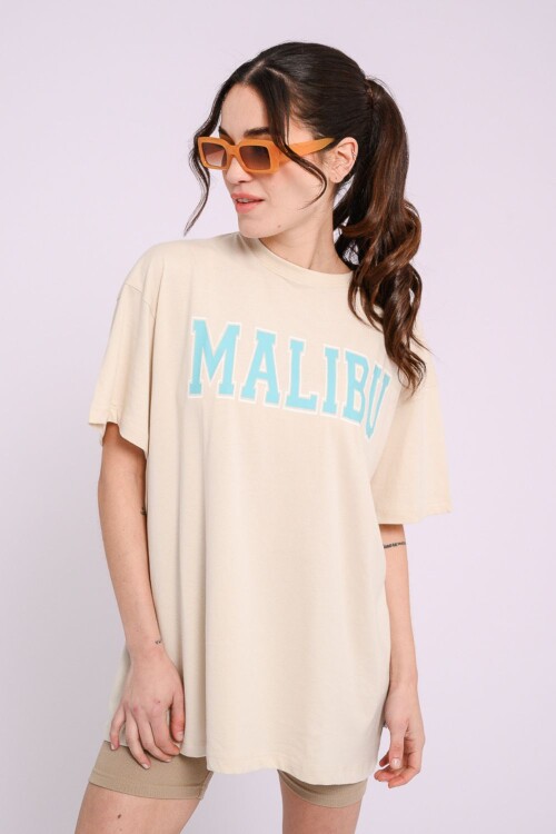 Remera oversize estampada Beige