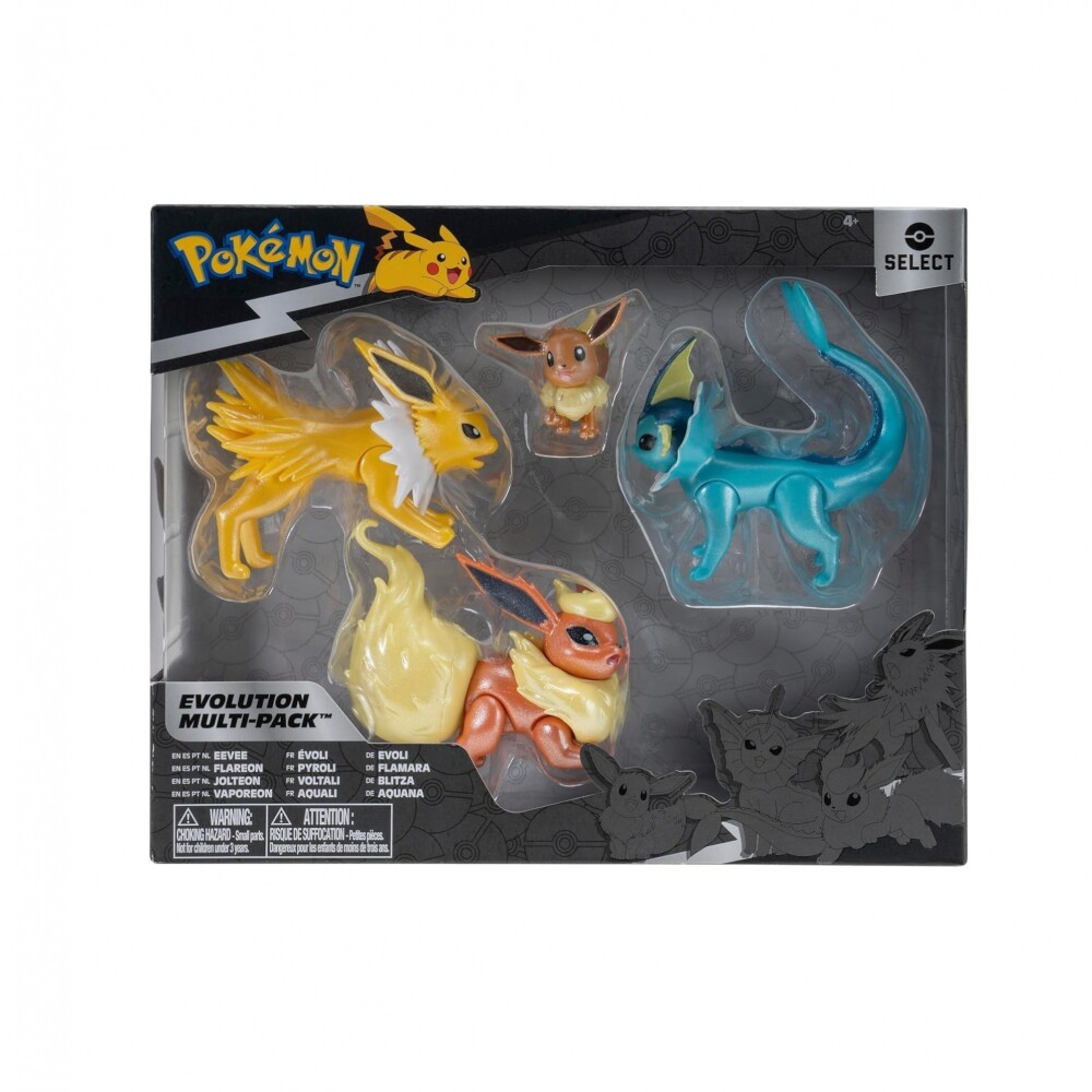 Multipack Pokémon Select Evolutions Eevee y Evoluciones POKEMON SELECT EVOLUTION MULTIPACK (2"""" EVEE, 3""""JOLTEON, 3""""VAPOREON, 3"""" FLAREON)
