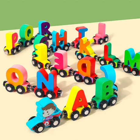 Tren Autitos Alfabeto Magnético De Madera Para Niños Jug019021