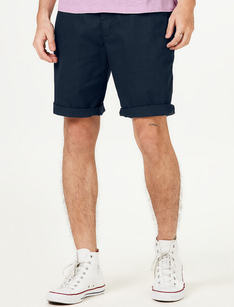 BERMUDA RECTA ESTILO CHINO EN LINHO AZUL