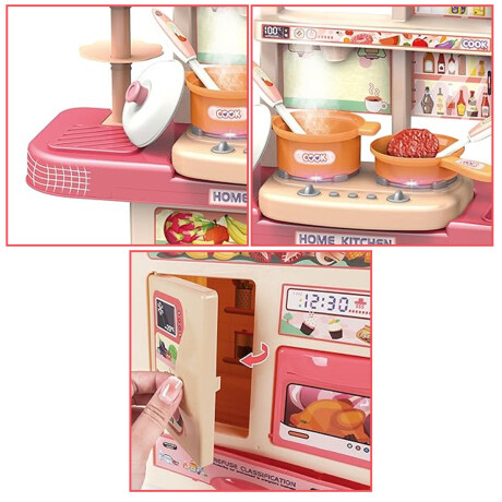 Cocina Infantil Juego con Luz Sonido Agua Vapor Accesorios Rosa