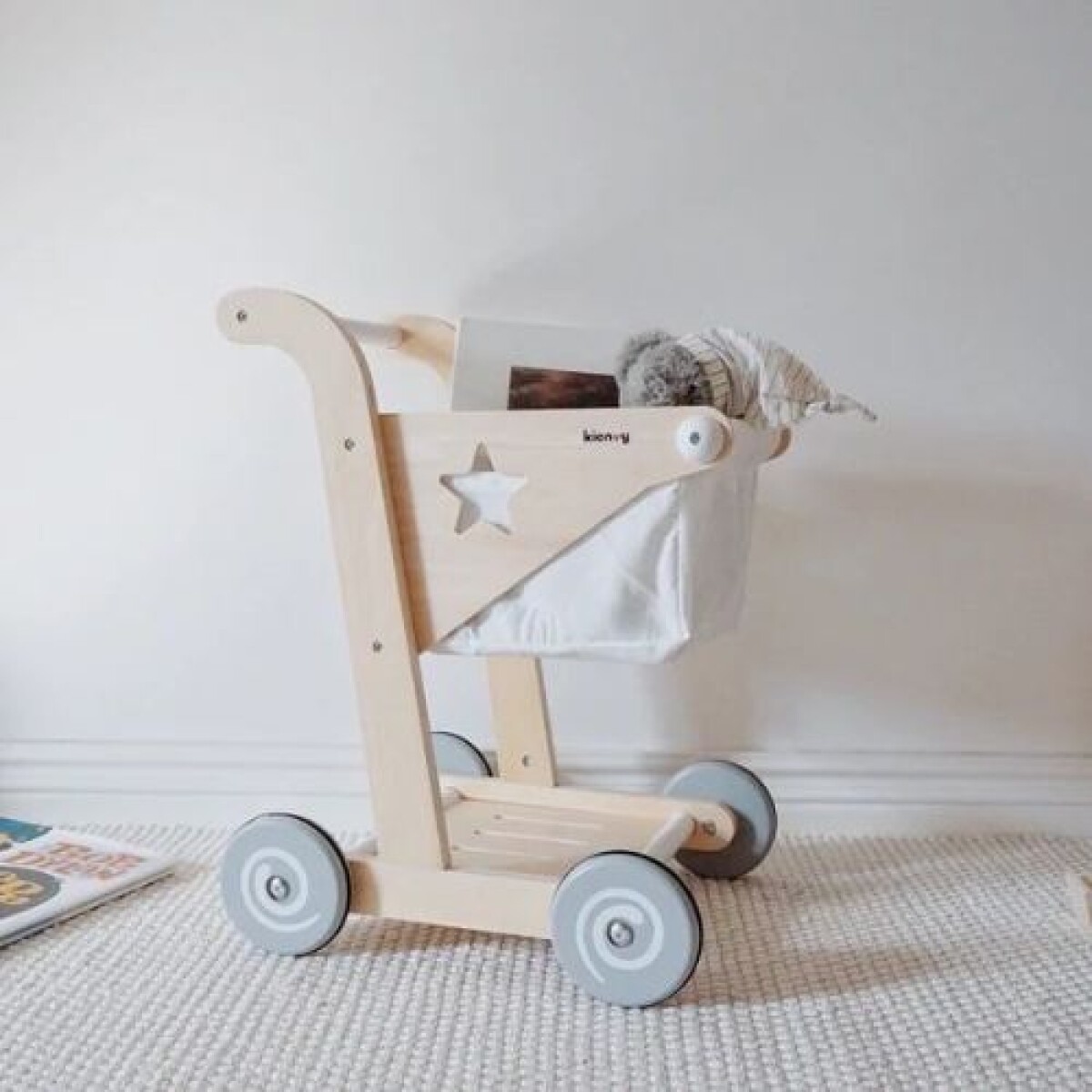 Carrito de super en madera y tela - Carrito De Super En Madera Y Tela 